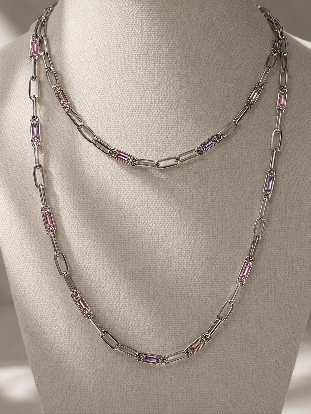 Laundry by Shelli Segal Pink Crystal Accent Necklace 24” (LR111/5) - Picture 2 of 8